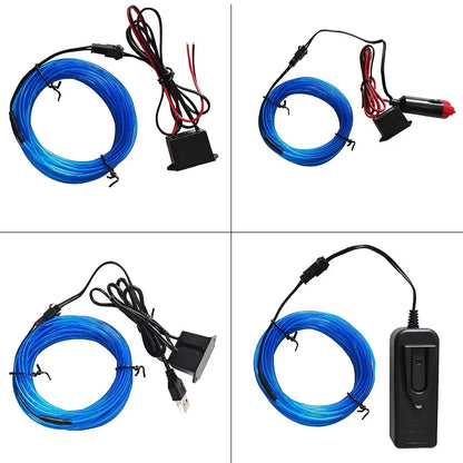 Cable LED Neon EL Glow de 10M/5M/3M/1M para Decoración Navideña y Fiesta, Accesorios DIY para Ropa y Luces de Coche