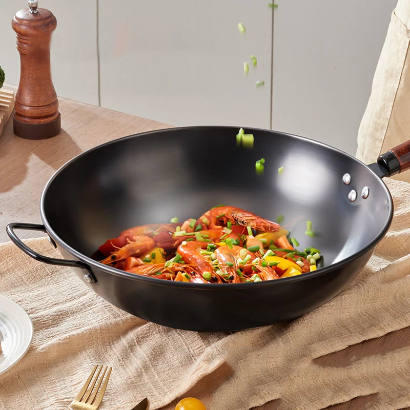 GIANXI sartén de hierro hecha a mano de alta calidad sin recubrimiento, ollas de cocina para el hogar, sartén antiadherente, Wok de salud