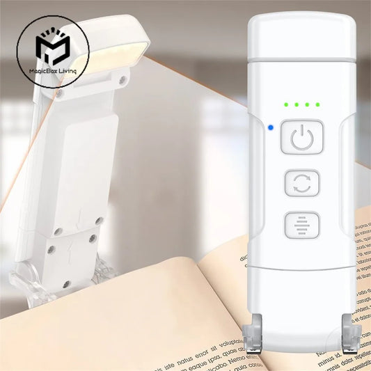 Luz de libro con temporizador recargable por USB, 3 colores y 5 brillos, lámpara de lectura con Clip, marcapáginas, luz nocturna