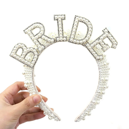 Diadema de Perlas "Bride to Be" – Corona para Fiesta de Despedida de Soltera, Boda y Bridal Shower