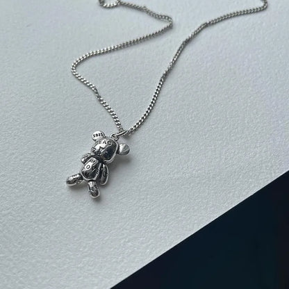 Colgante de Oso con Alfabeto Grabado - Collar Unisex de Animal Lindo para Estilo Hip Hop