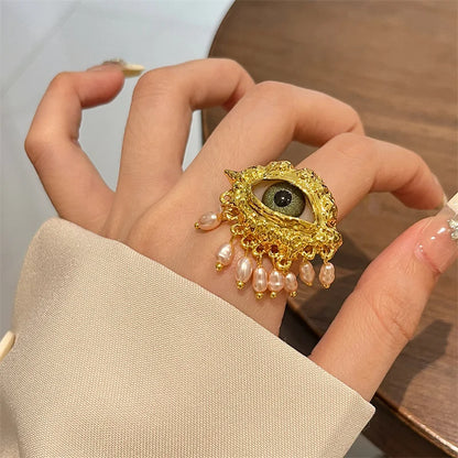 Anillo de Ojo de Diablo de Lujo Ligero – Joyería Vintage Medieval para Mujer