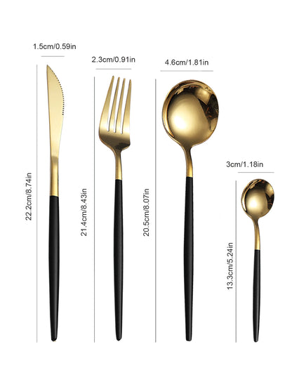 Set de Cubiertos Finos de Acero Inoxidable de 12 Piezas | Cuchillos de Bistec y Tenedores Portugal, Cucharas de Postre y Café