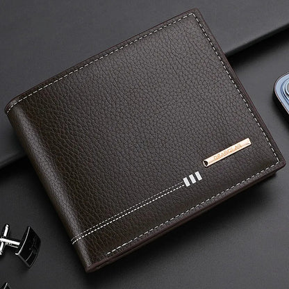 Nueva Cartera para Hombre, Portatarjetas de Crédito con Monedero de Cremallera, Diseño de Patrón Lychee, Cartera de Negocios de Alta Calidad