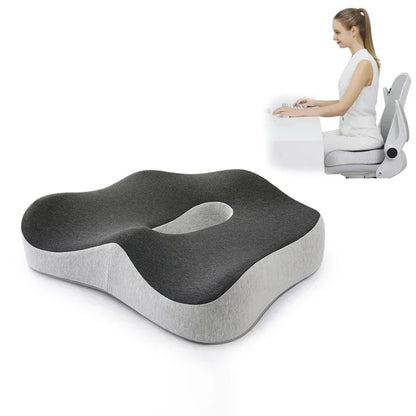 Cojín de Espuma con Memoria para Silla de Oficina y Coche: Soporte Lumbar con Masaje, Almohada Ortopédica para la Espalda, Coxis y Glúteos