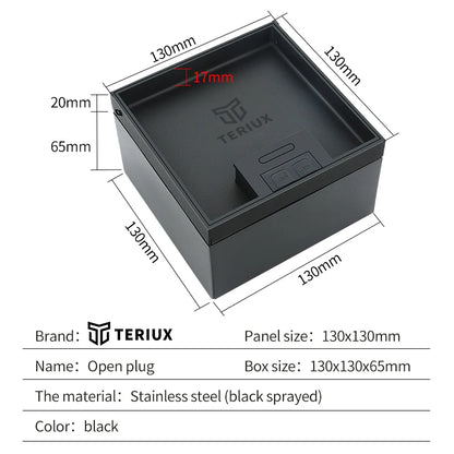 Caja de enchufe empotrable para suelo de doble toma, material de acero inoxidable de alta calidad, ideal para embutir en mármol o suelo