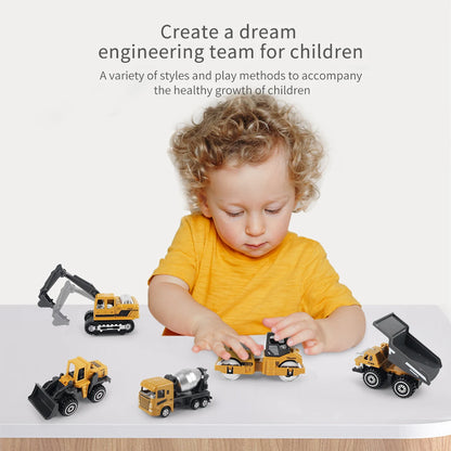 Set de 6 Camiones de Juguete de Aleación para Niños – Vehículos de Construcción: Excavadora, Tractor, Cargador y Más
