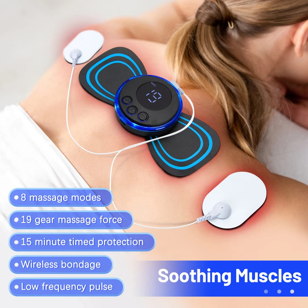 Masajeador de Cuello con Estimulador Muscular EMS - Almohadillas de Masaje de Pulso de Baja Frecuencia para Alivio del Dolor y Relajación