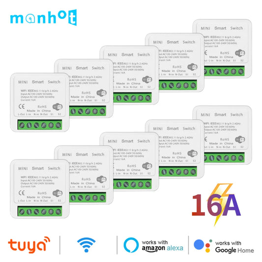 Tuya Mini WiFi Smart Switch - Control de 2 Vías, Compatible con Alexa y Google Home, Smart Life App