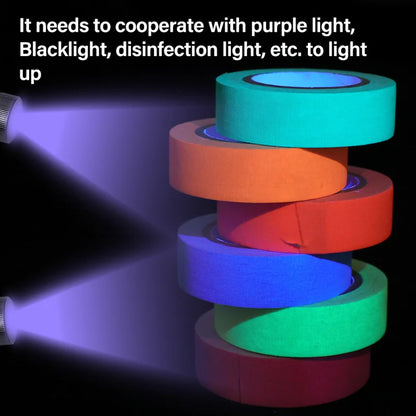Cinta de Algodón UV Glow de 6/1 Rollos, Cinta Neón para Fiestas, Advertencia de Seguridad, Decoraciones para Bodas y Hogar