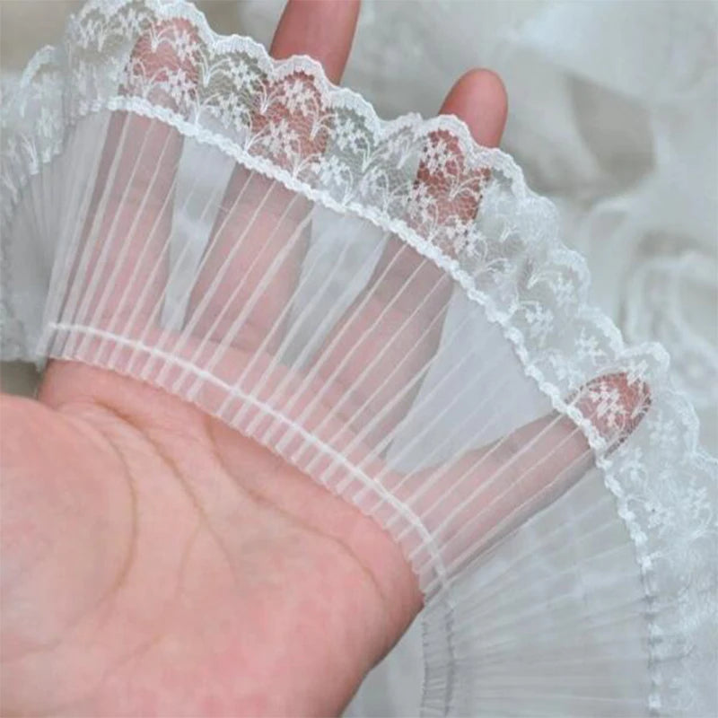 Encaje de Flores 3D en Cinta Ancha - 7cm de Ancho, Ribete de Tela Bordado Blanco para Vestido de Novia y Manualidades DIY