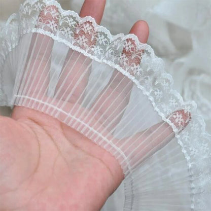 Encaje de Flores 3D en Cinta Ancha - 7cm de Ancho, Ribete de Tela Bordado Blanco para Vestido de Novia y Manualidades DIY