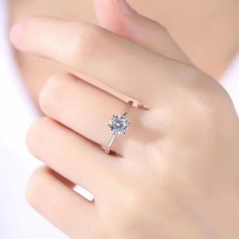 Anillo de Compromiso Moissanita con Diseño Abierto - Anillo Clásico de Pareja para Hombres y Mujeres, Anillo de Boda