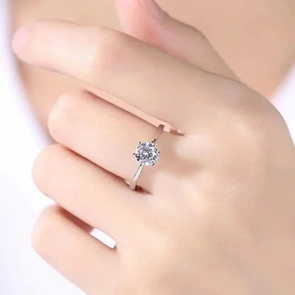 Anillo de Compromiso Moissanita con Diseño Abierto - Anillo Clásico de Pareja para Hombres y Mujeres, Anillo de Boda