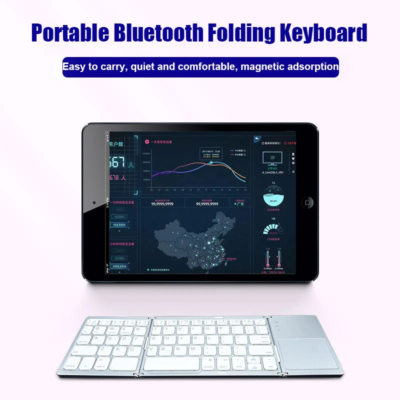 Teclado Inalámbrico Plegable con Bluetooth y Touchpad para Windows, Android, iOS - Teclado Mini de Botones Multifunción