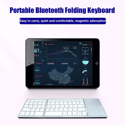 Teclado Inalámbrico Plegable con Bluetooth y Touchpad para Windows, Android, iOS - Teclado Mini de Botones Multifunción