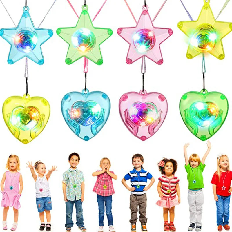 10/20/30/50 pcs Collares LED Luminosos | Estrella y Corazón con Luz Intermitente | Collares Brillantes para Niñas y Fiestas Infantiles