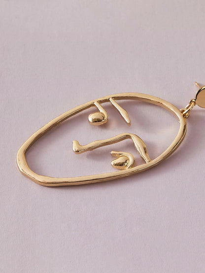 Pendientes de Cara Divertida para Mujer – Aretes Asimétricos Creativos, Un Par, Nuevo Diseño