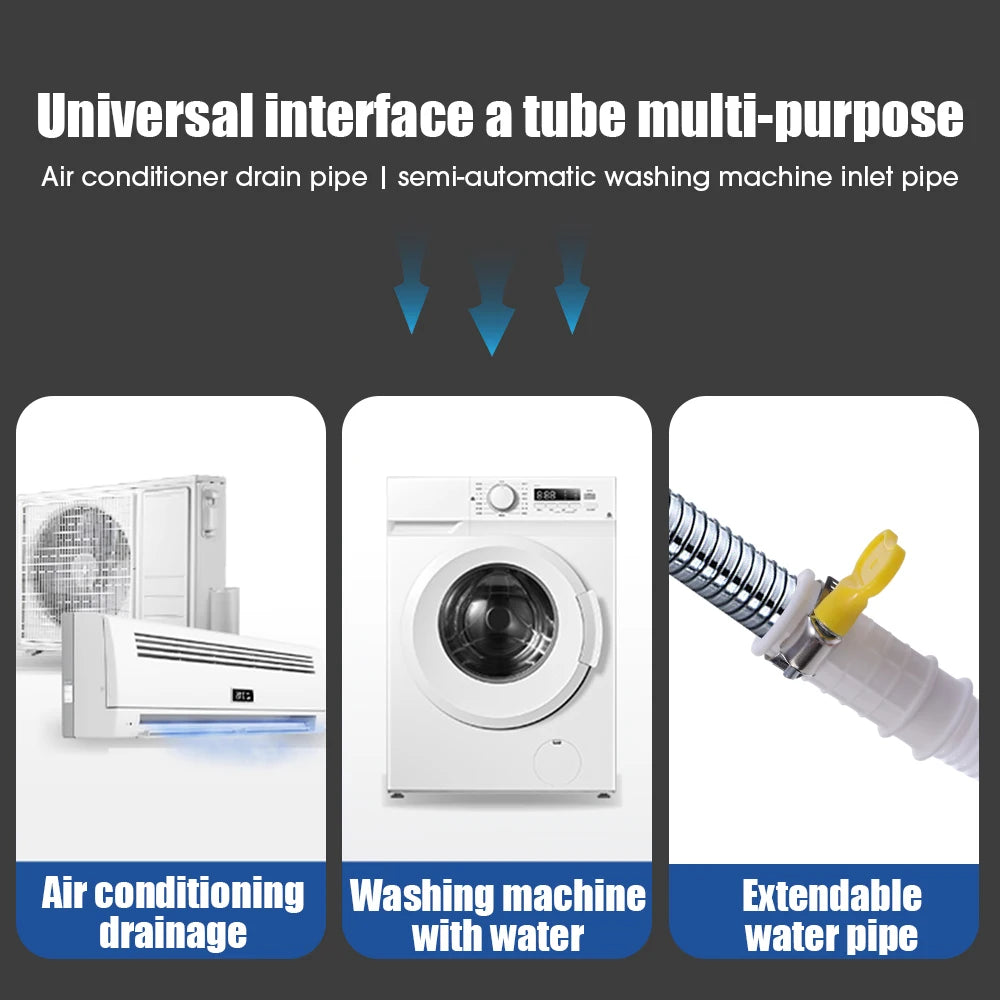 Manguera de Drenaje de PVC de 300 cm para Lavadora - Tubo Plástico de Extensión para Aire Acondicionado y Grifo