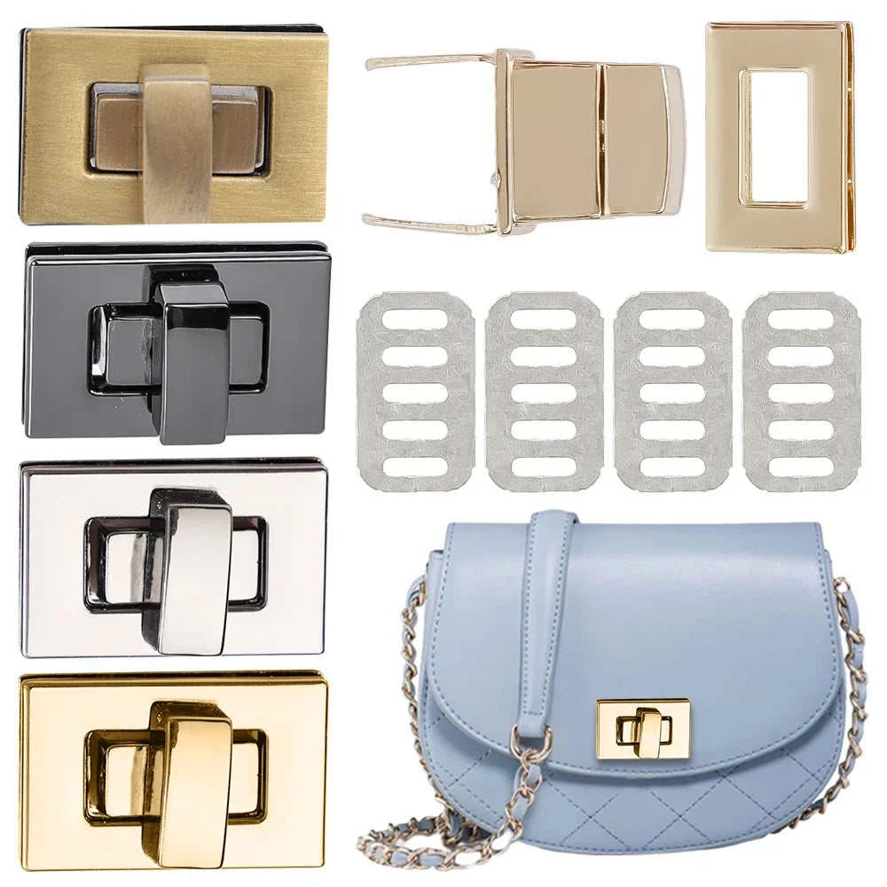 Cierre Metálico Cuadrado para Bolsos | Broche Giratorio para DIY y Manualidades en Cuero