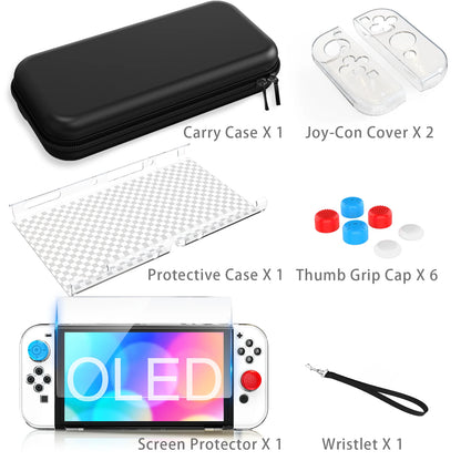 Estuche de Transporte y Kit de Accesorios 9 en 1 para Nintendo Switch OLED Modelo 2022 con Funda Protectora