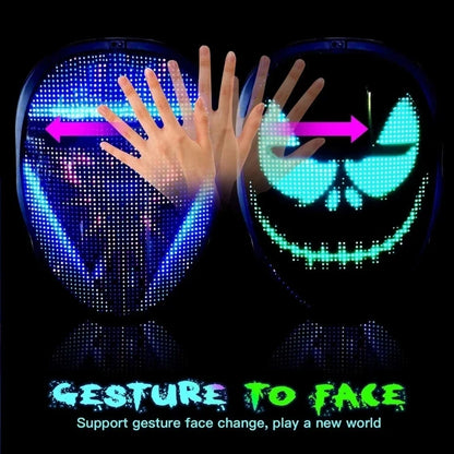 Máscara LED Bluetooth para Fiesta - Robot Brillante para Halloween y Carnaval, Accesorios de Imagen y Regalo