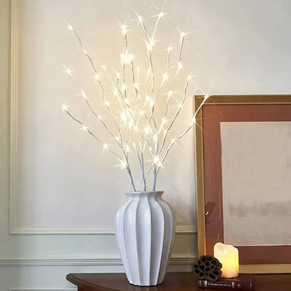 Lámpara LED de Ramas de Abedul Blanco - Luces Festivas a Pilas para Decoración de Navidad, Bodas y Fiestas