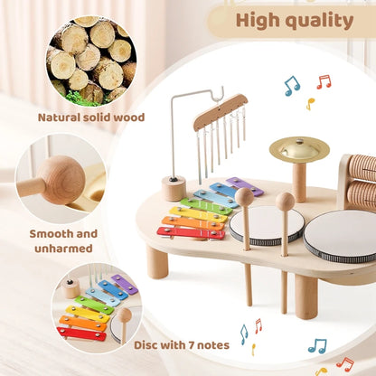 Instrumentos Musicales de Madera para Bebés - Juguete de Percusión Multifuncional, Piano de Ocho Tonos, Regalos de Cumpleaños Montessori