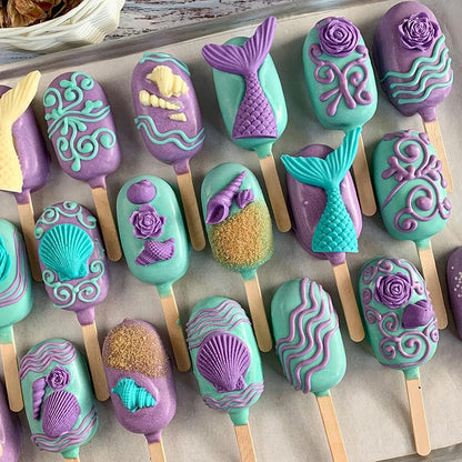 Molde de cola de sirena de silicona, caballito de mar y estrella de mar: decoración de pastel de fondant y chocolate para fiestas de cumpleaños con temática marina