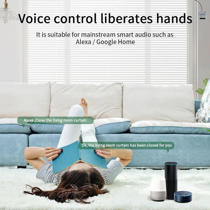 Interruptor Inteligente para Cortinas Tuya WiFi - Control Remoto RF433MHz para Persianas y Cortinas con Soporte para Google Home y Alexa
