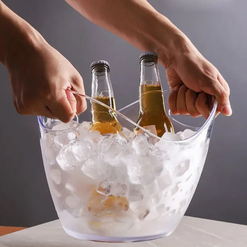 Cubo de Hielo Transparente de Acrílico - Enfriador Elegante para Cerveza, Vino y Champán (3.5 L)