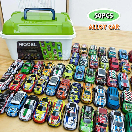 Set de 20/30/50 Coches de Aleación con Caja de Almacenamiento, Vehículos de Juguete de Retroceso Coloridos para Niños, Ideal para Regalos de Cumpleaños