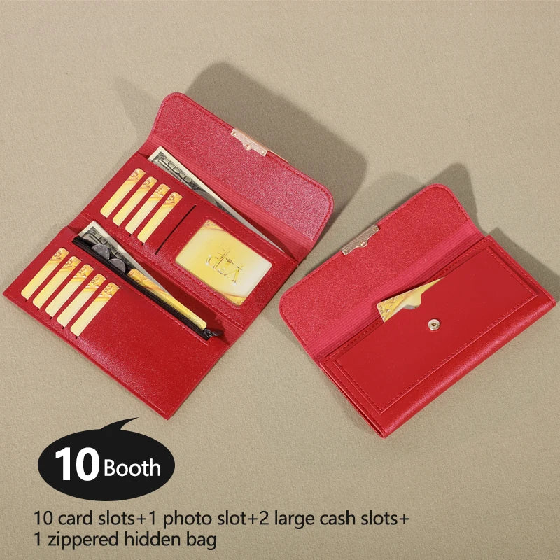 2024 New Women's Wallet Metal Long Folding Personalized Student Cute Mini Fashion Wallet Handheld Zero Wallet