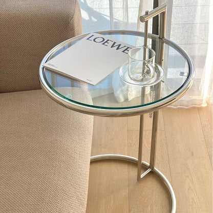 Mesa de Centro de Elevación de Vidrio Creativa Nórdica - Mesa Lateral de Sofá Moderna en Forma de C