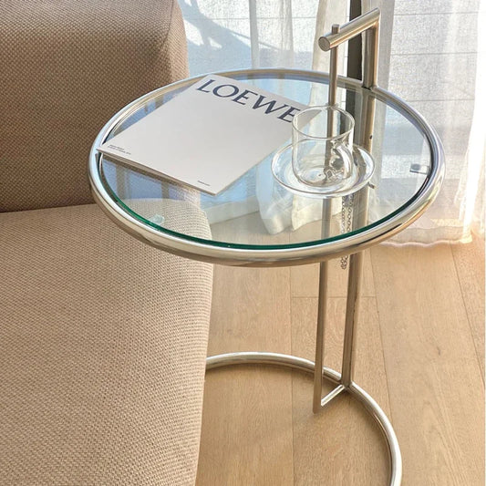 Mesa de Centro de Elevación de Vidrio Creativa Nórdica - Mesa Lateral de Sofá Moderna en Forma de C