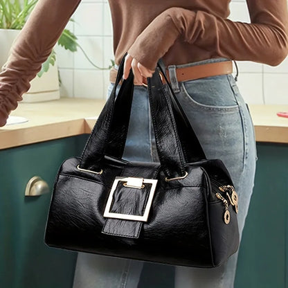 Bolso de Mano Multicapas para Mujeres, Bolso de Cuero de Alta Calidad, Bolsos de Diseño Lujo, Gran Capacidad Estilo Boston para Dama