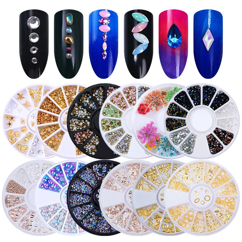 Decoración Nail Art uñas Piezas para uñas, purpurina, gemas de cristal de imitación, cuentas de joyería, accesorios de decoración de manicura, suministros de uñas para profesionales uñas accesorios y herramientas