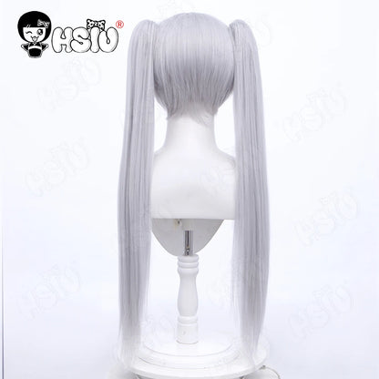 Peluca de fibra sintética de Frieren para cosplay, pelo largo de doble cola de caballo, Anime Sousou no Frieren en el Funeral, HSIU, gris plateado