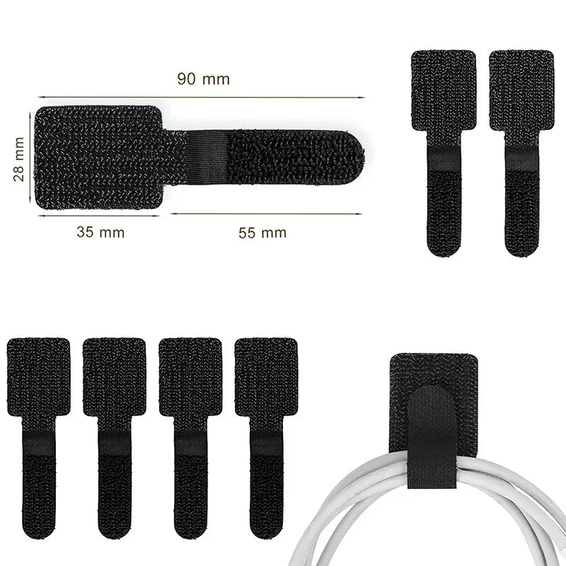 Cintas de Velcro Reutilizables Organizador de Cables Autoadhesivas Ajustables para Gestión de Escritorio