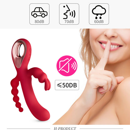 Consolador 3 en 1 Conejo Vibrador para Mujeres – Estimulador de Punto G, Clítoris y Anal, Juguete Sexual para Orgasmo Femenino