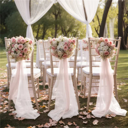 Juego de fajas de gasa brillante para silla, fundas decorativas para bodas, banquetes y eventos, 10/50 piezas, 17x250 cm