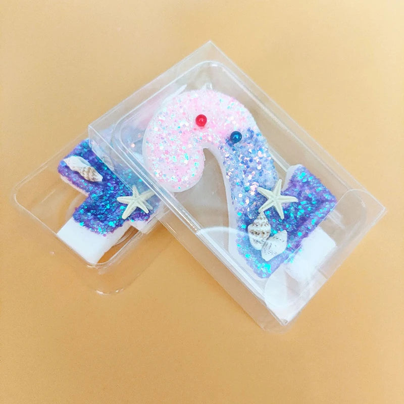 Decoración de Pastel Sirena Oceánica - Vela Digital en Forma de Sirena Rosa y Púrpura para Cumpleaños