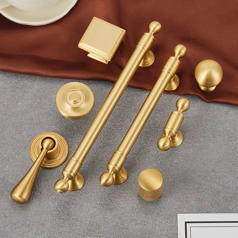 Manijas para Muebles de Latón Macizo Francés - Pomo y Manija de Puerta de Armario, Ideal para Cajones de Cocina Americana