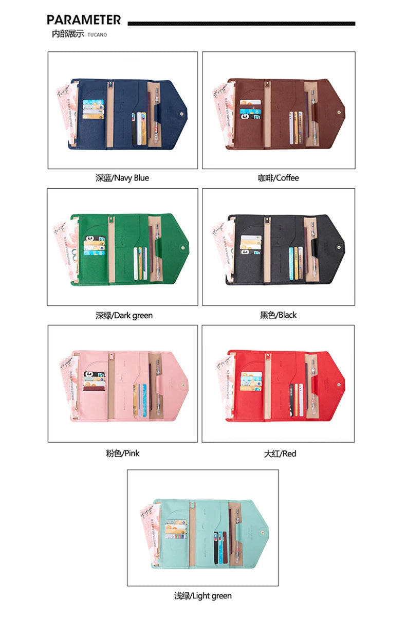 Cartera de viaje RFID para hombre y mujer, tarjetero multifuncional para pasaporte, ID/efectivo/conjunto de pasaporte familiar, Clip para pasaporte