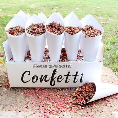 Soporte de Bandeja de Papel Kraft para Conos de Confeti en Bodas - Elegante Soporte para Conos de Papel en Bodas Rústicas y Decoración Floral