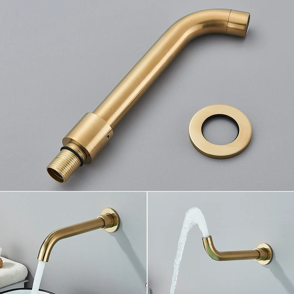 Grifo de Bañera Dorado Cepillado Montado en Pared, Sistema de Ducha de Cascada, Grifo de Baño y Mezclador de Ducha Empotrado