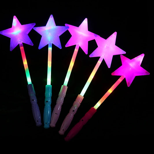 Varita de Estrella de Cinco Puntas con Luces LED - Juguete Luminoso para Niños en Fiestas de Navidad y Halloween