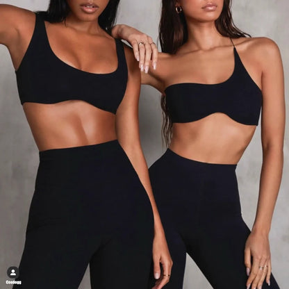 Sujetador Deportivo Unisex con Tirante Único, Dobladillo Curvado, Secado Rápido y Ligero para Yoga y Pilates