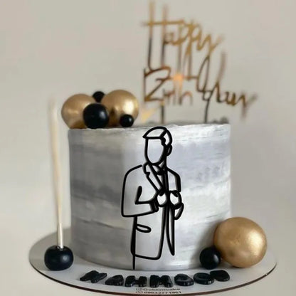 Adorno minimalista para pastel de cara masculina - Decoración acrílica de cumpleaños y aniversario