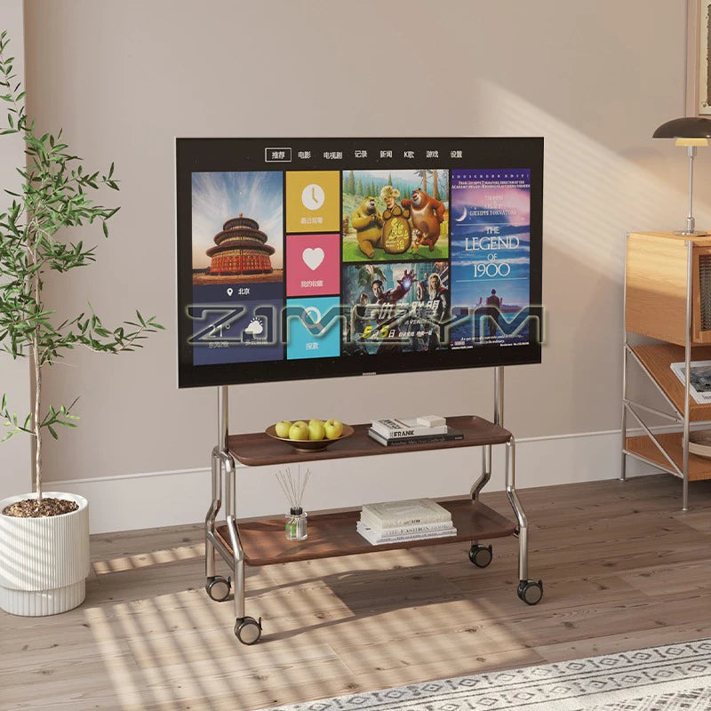 Soporte de suelo de TV de acero inoxidable para el hogar, sala de estar y dormitorio, extraíble, 40-80 pulgadas, con polea móvil de 360°
